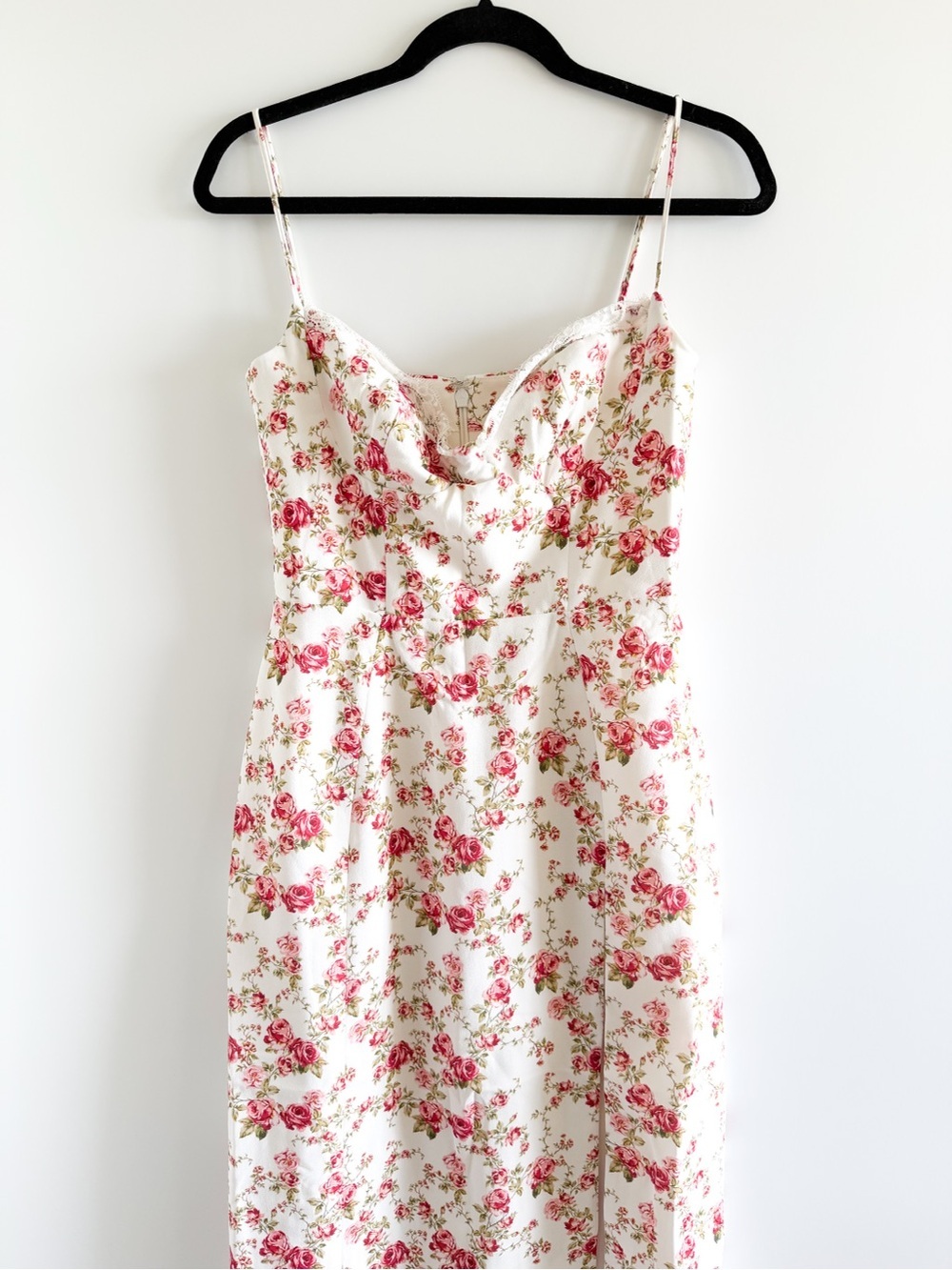House of CB Cream Midi Slip Dress Rose Print - Picture 7 of 16